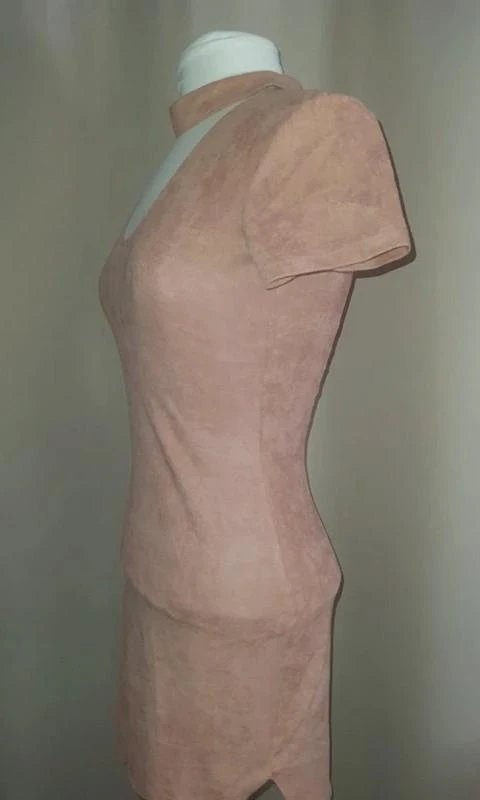 Vestido curto rosa claro com gola redonda 38 - M – photo 7